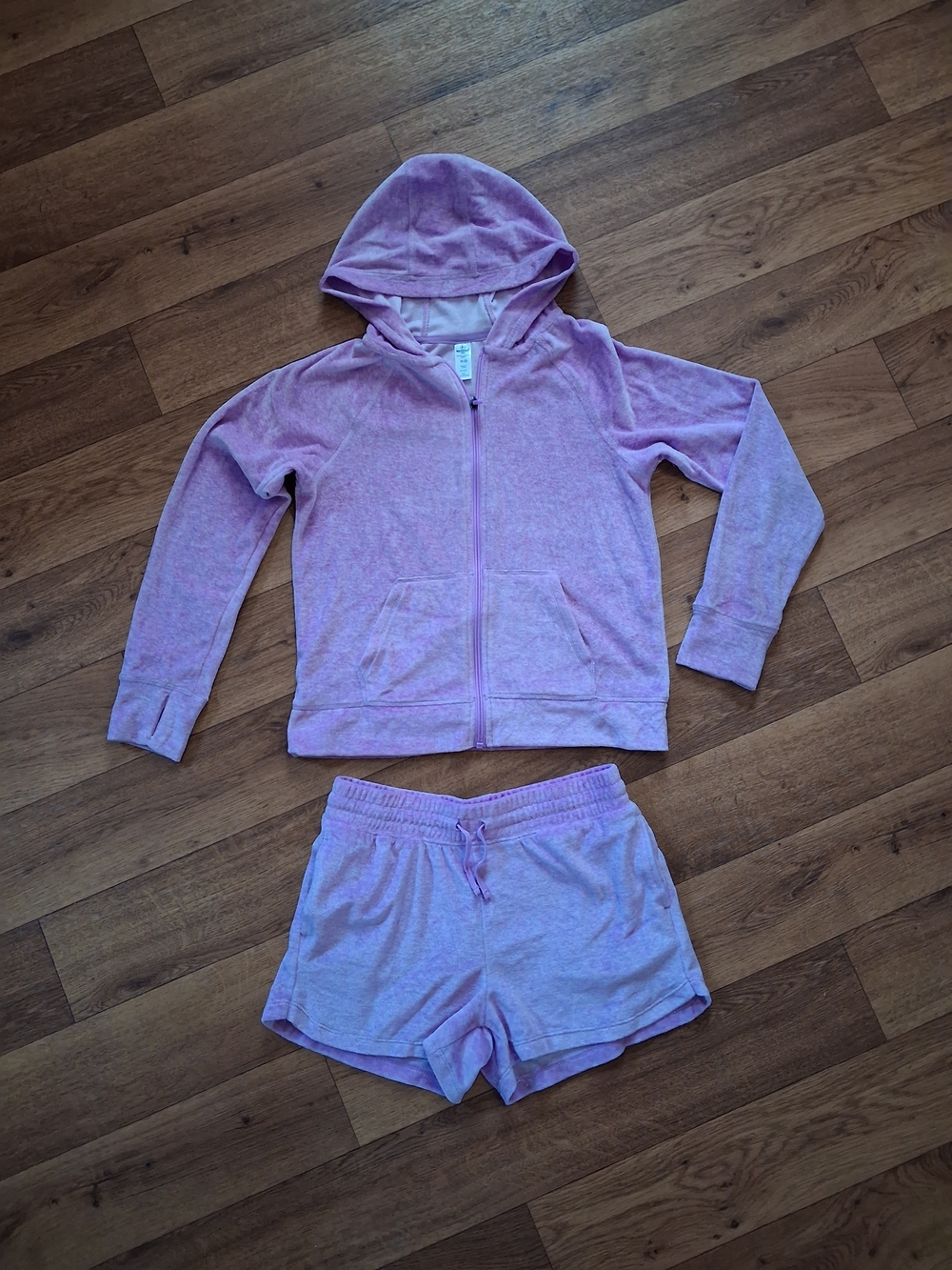 90 Degree By Reflex Lavender Girls Hooded Zip Jacket & Shorts Matching Set
